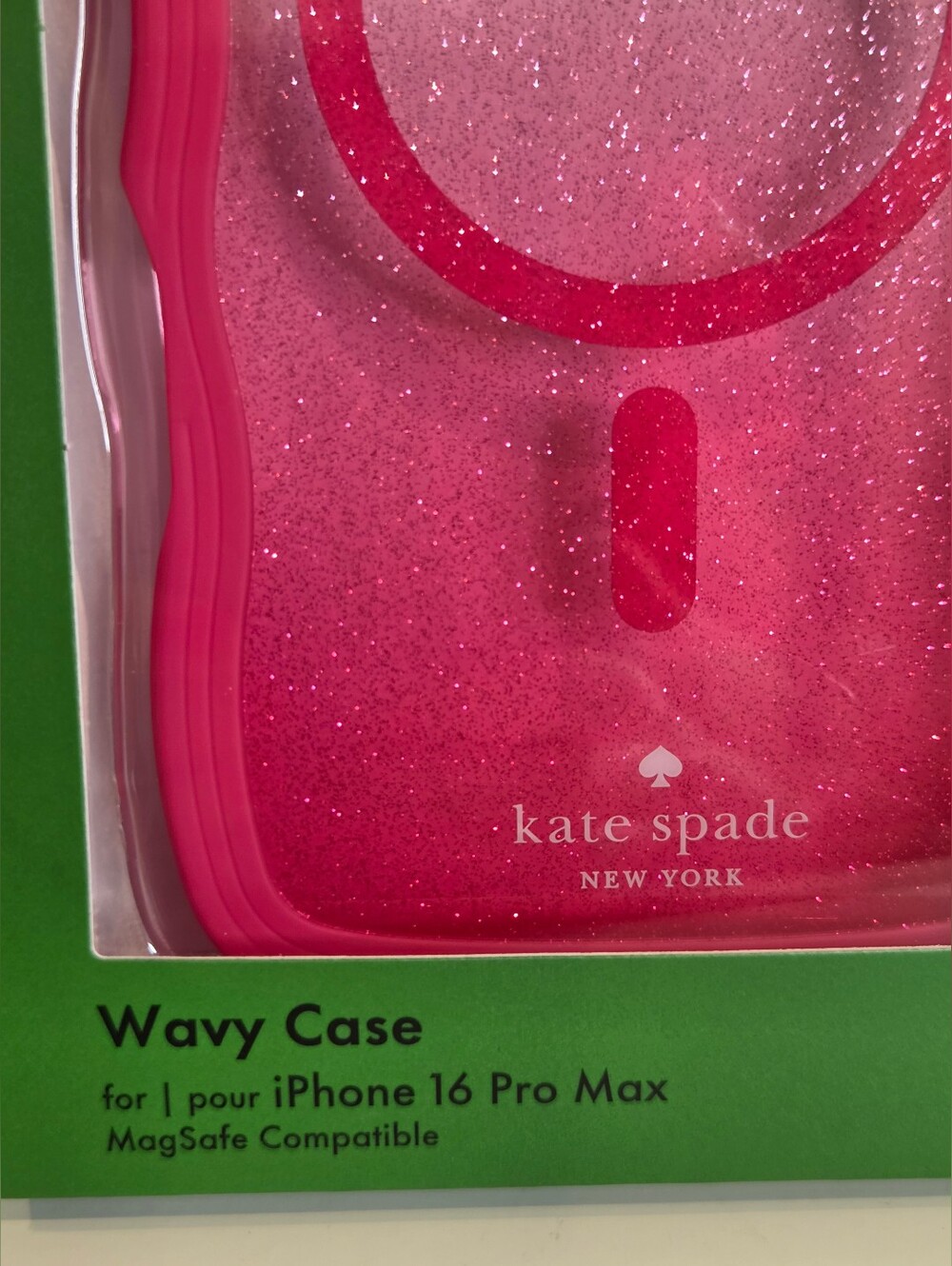 Kate Spade Pink Glitter Wavy MagSafe iPhone 16 Pro Max Case - Picture 2 of 4